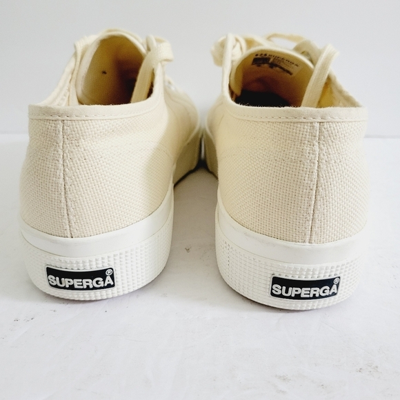 New Superga Cream Canvas Platform Sneakers Size 9 - Picture 5 of 7